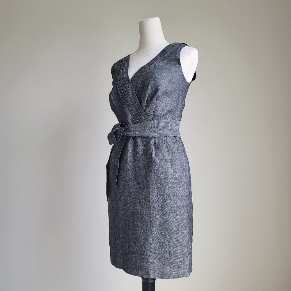 Banana Republic Sheath Dress Gray Linen Sleeveless Career Women, Size 8 - Picture 2 of 13